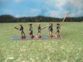 15mm AWI Infantry: ARV4 Line Infantry with Command, Advancing, in Hunting Shirts, Leggings, & Mixed Hats